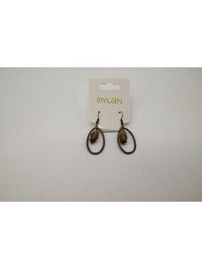 NWT Dylan Jewelry Bijou Earrings Weathered Brass Tone Dangle Crystal Beaded Drop